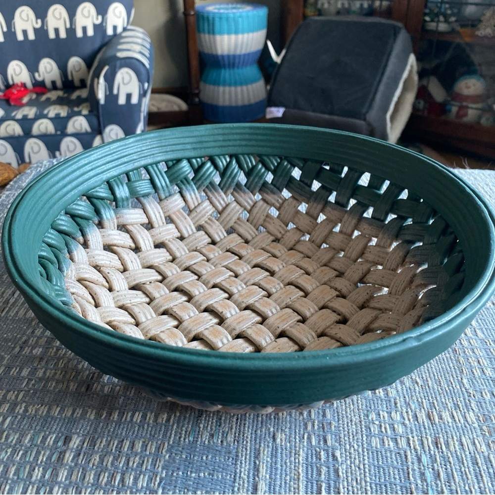 River Hill pottery round basket
